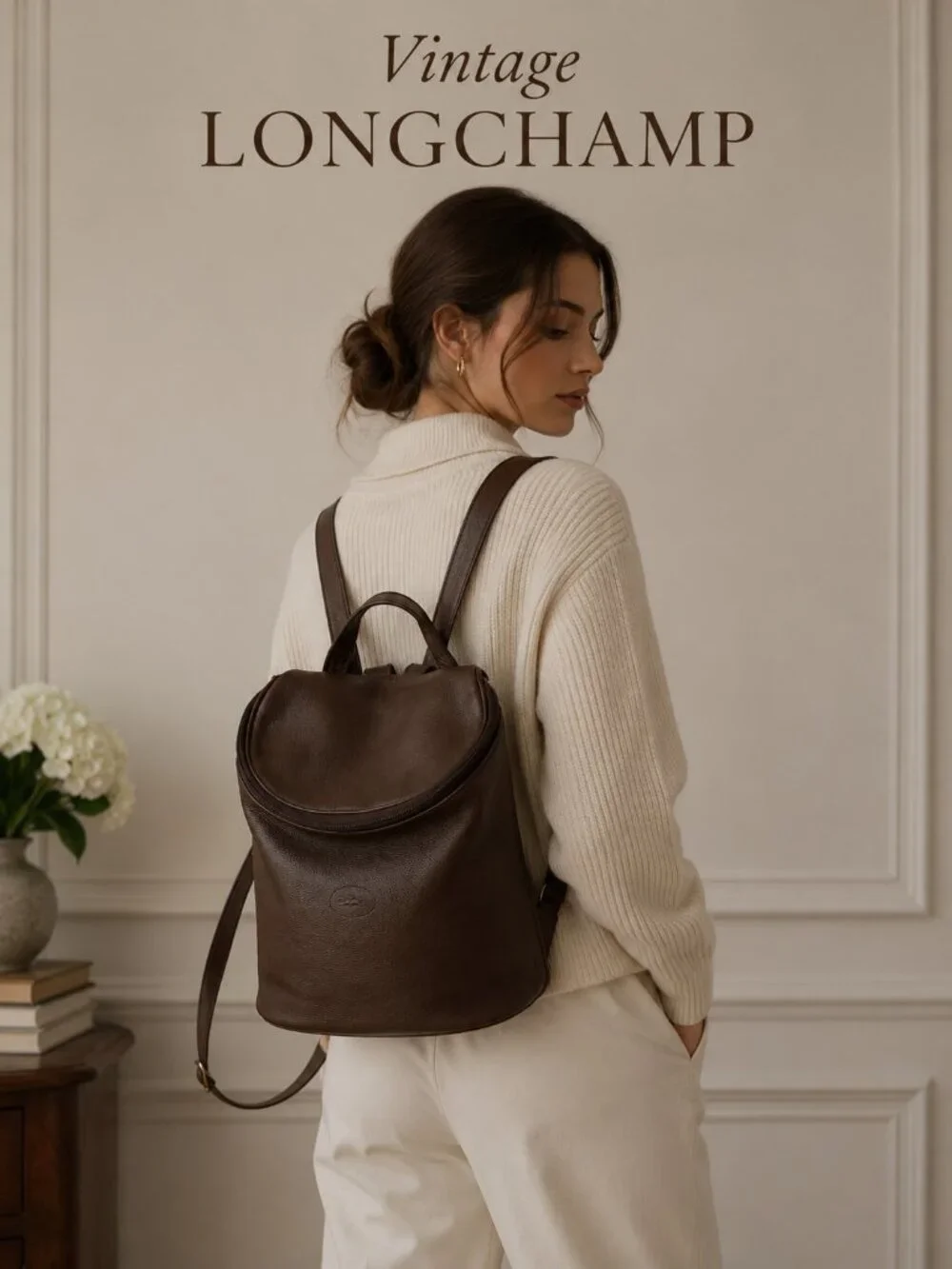 Longchamp Brown Leather Backpack - Picture 1 of 16